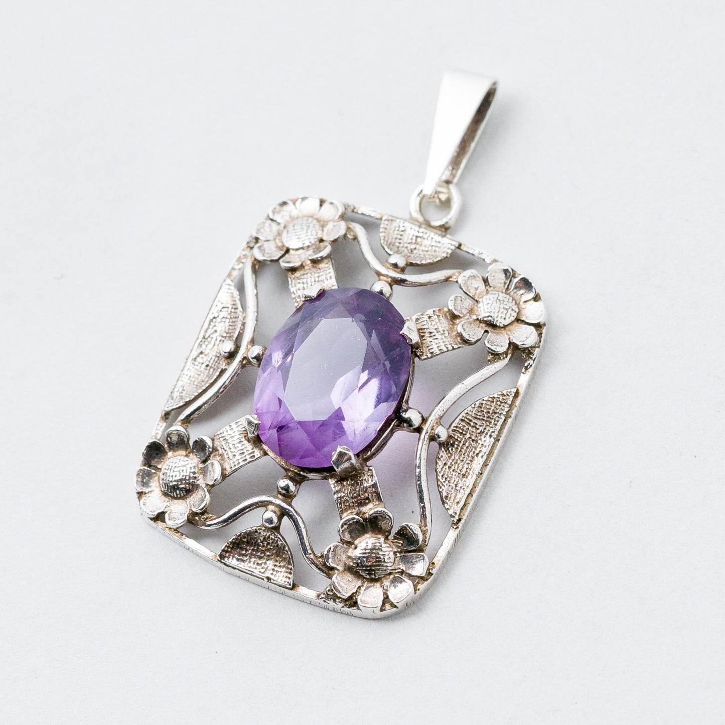 Anhänger 830 Silber Lila Stein 2,8 cm 2,95 g0