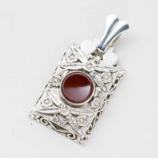 Silber Anhänger Kettenanhänger 900 Roter Stein 19,94 g0