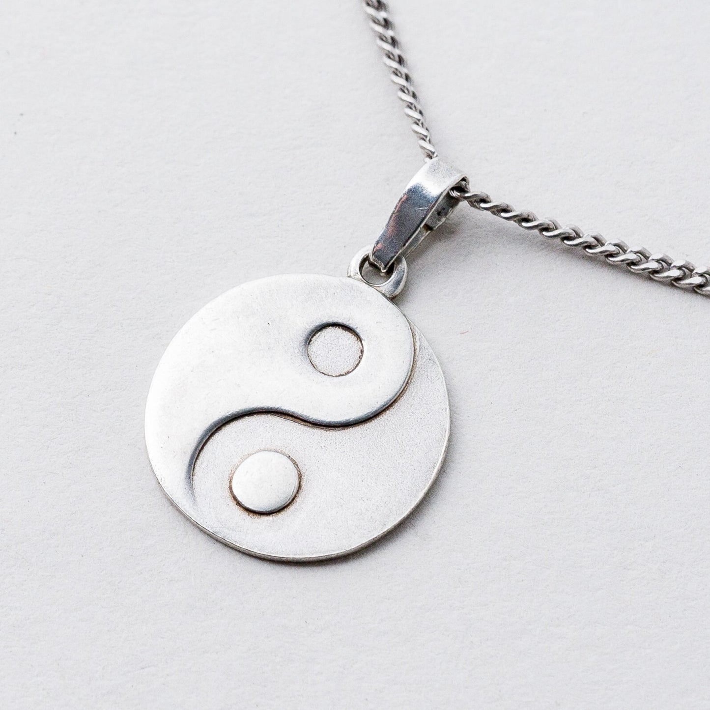 Silber Halskette 925 Panzerkette Anhänger Yin Yang 43 cm 4,78 g0