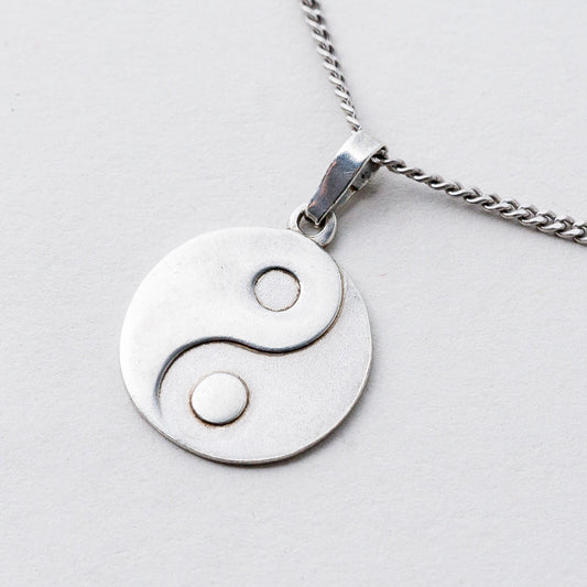 Silber Halskette 925 Panzerkette Anhänger Yin Yang 43 cm 4,78 g0