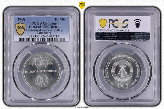 10 Mark DDR 1968 Gutenberg PCGS UNC Detail0