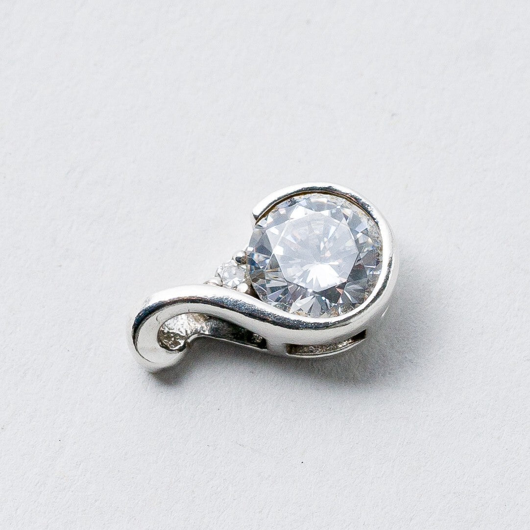 Silber Anhänger Weiße Steine 1,3 cm 1,26 g2