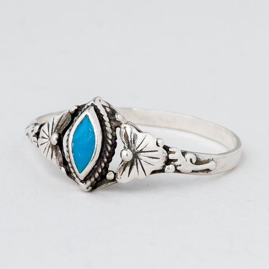 Ring mit türkisem Stein 1,38 g 925er Silber Größe 57 (18,1 mm Ø)0