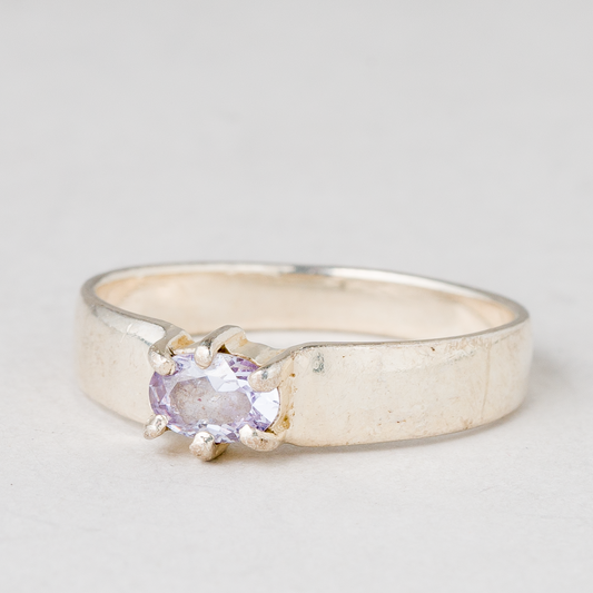 Ring Lila Stein 925er Silber 2,79 g Größe 58 (18,4 mm Ø)0