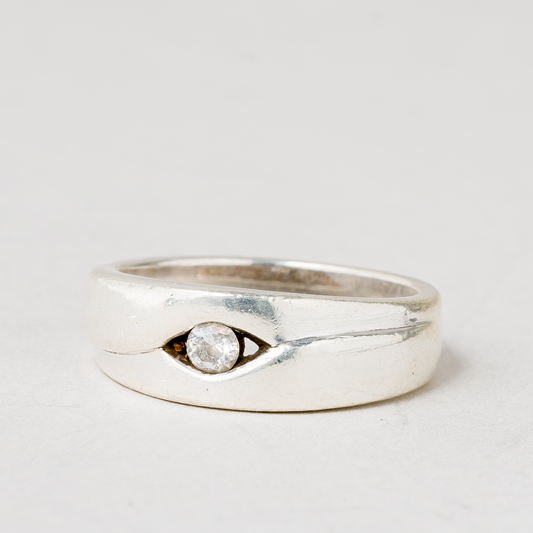 Ring Weißer Stein 925er Silber 4,11 g Größe 52 (16,5 mm Ø)0