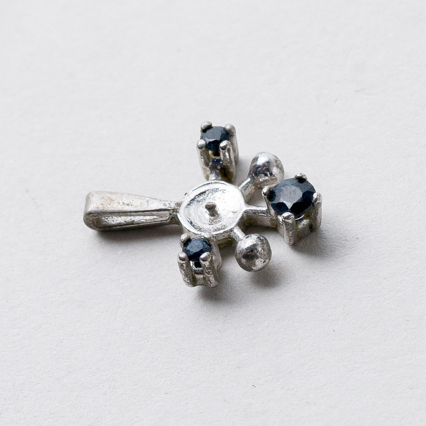 Silber Anhänger Kettenanhänger 925 Blaue Steine Ohne Perle 1,7 cm 1,19 g2