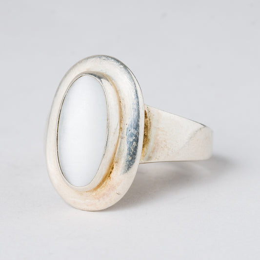 Silber Ring 925 Weißer Stein Größe 59 (18,8 mm Ø) 5,97 g0