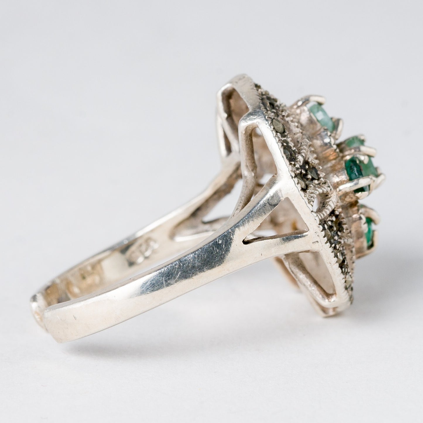 Silber Ring 925 Grüne Steine Größe flexibel ca. 57 7,37 g2