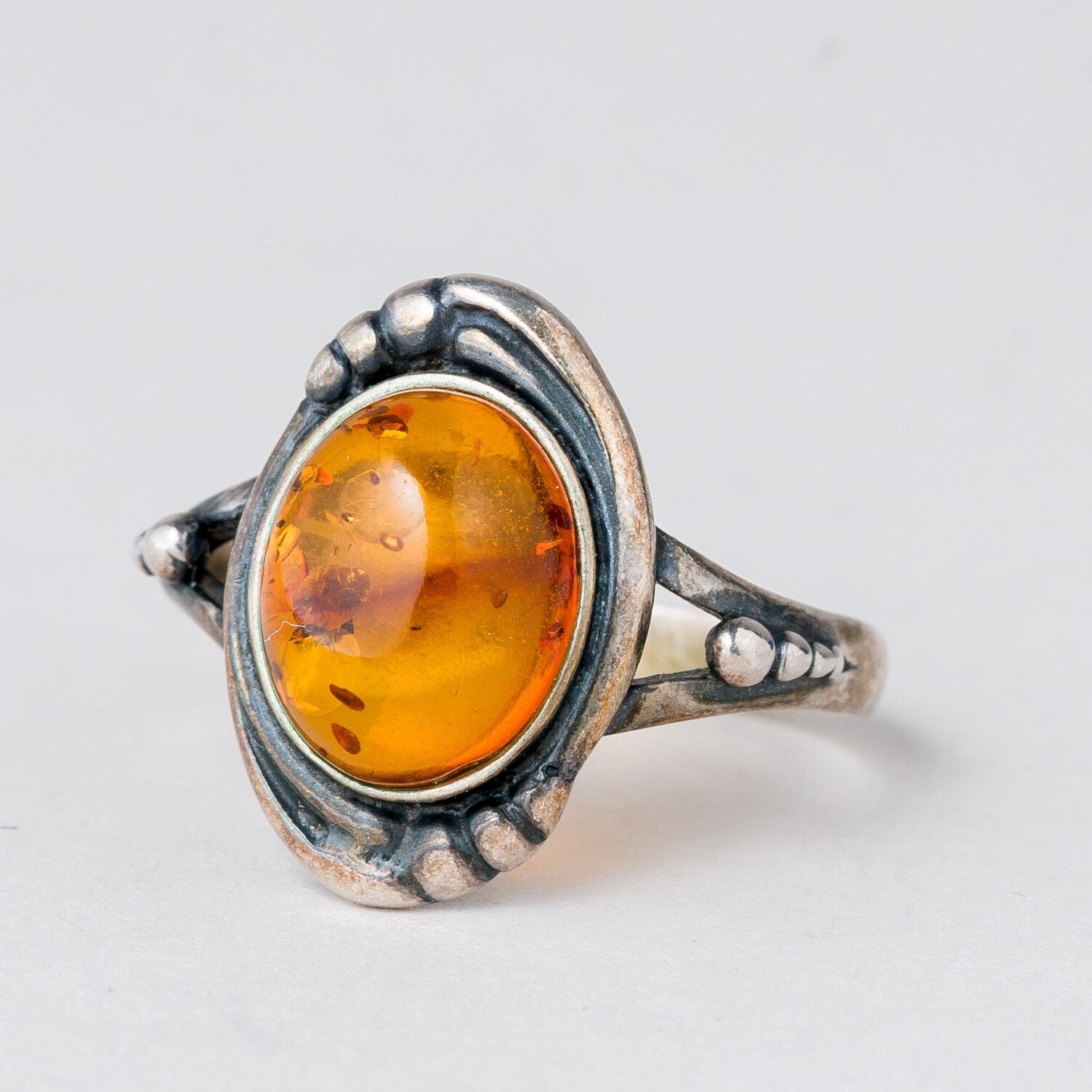 Ring Bernstein 2,48 g 925er Silber Größe 52 (16,5 mm Ø)0
