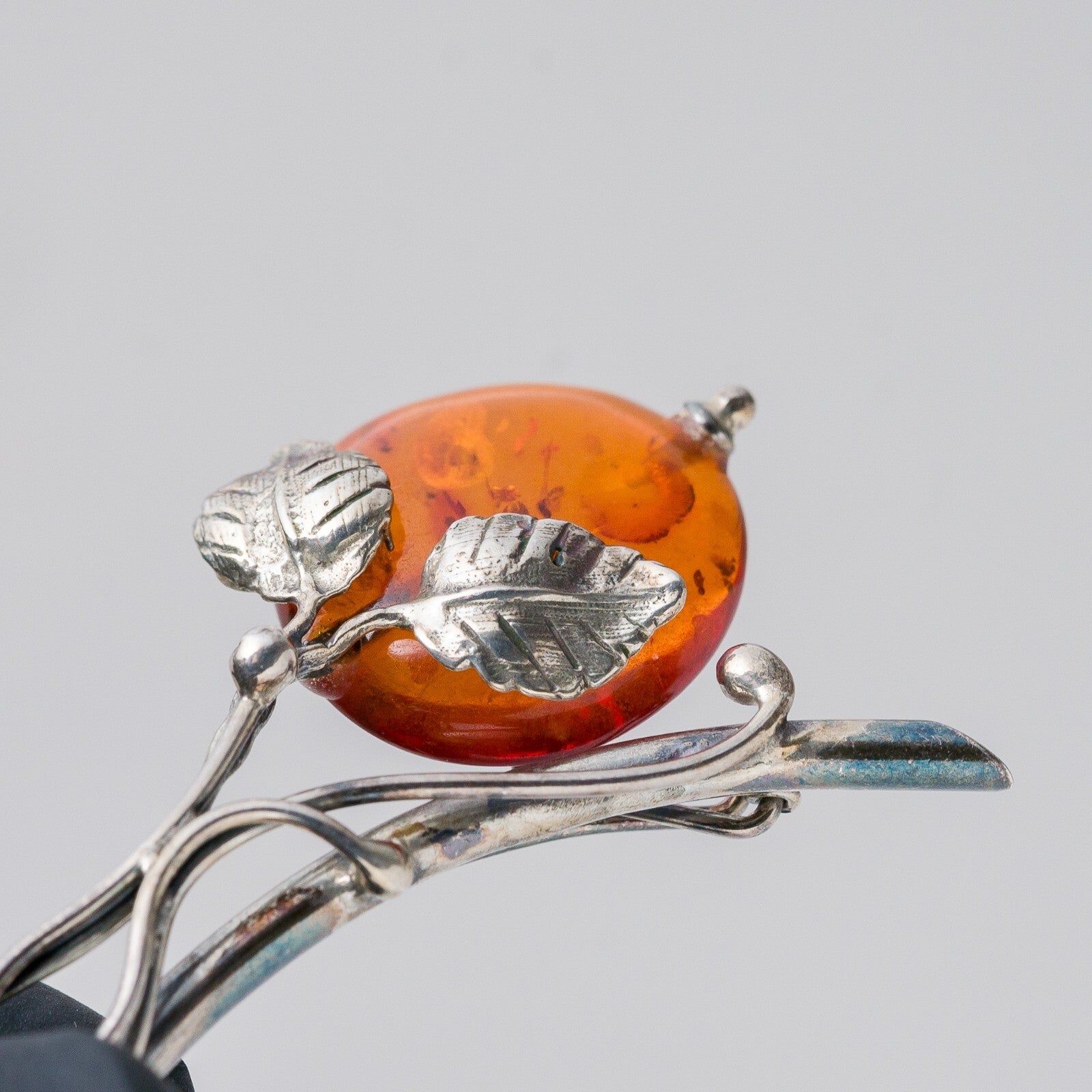 Silber Brosche Spange 925 Bernstein 7,22 g5
