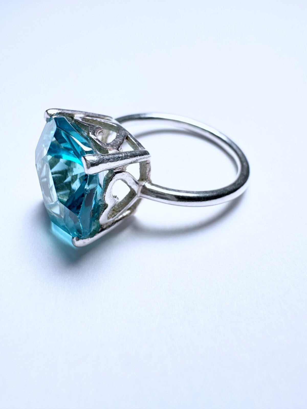 Ring 925er Silber Größe 56 Hellblauer Cushion Stein 4,41g0