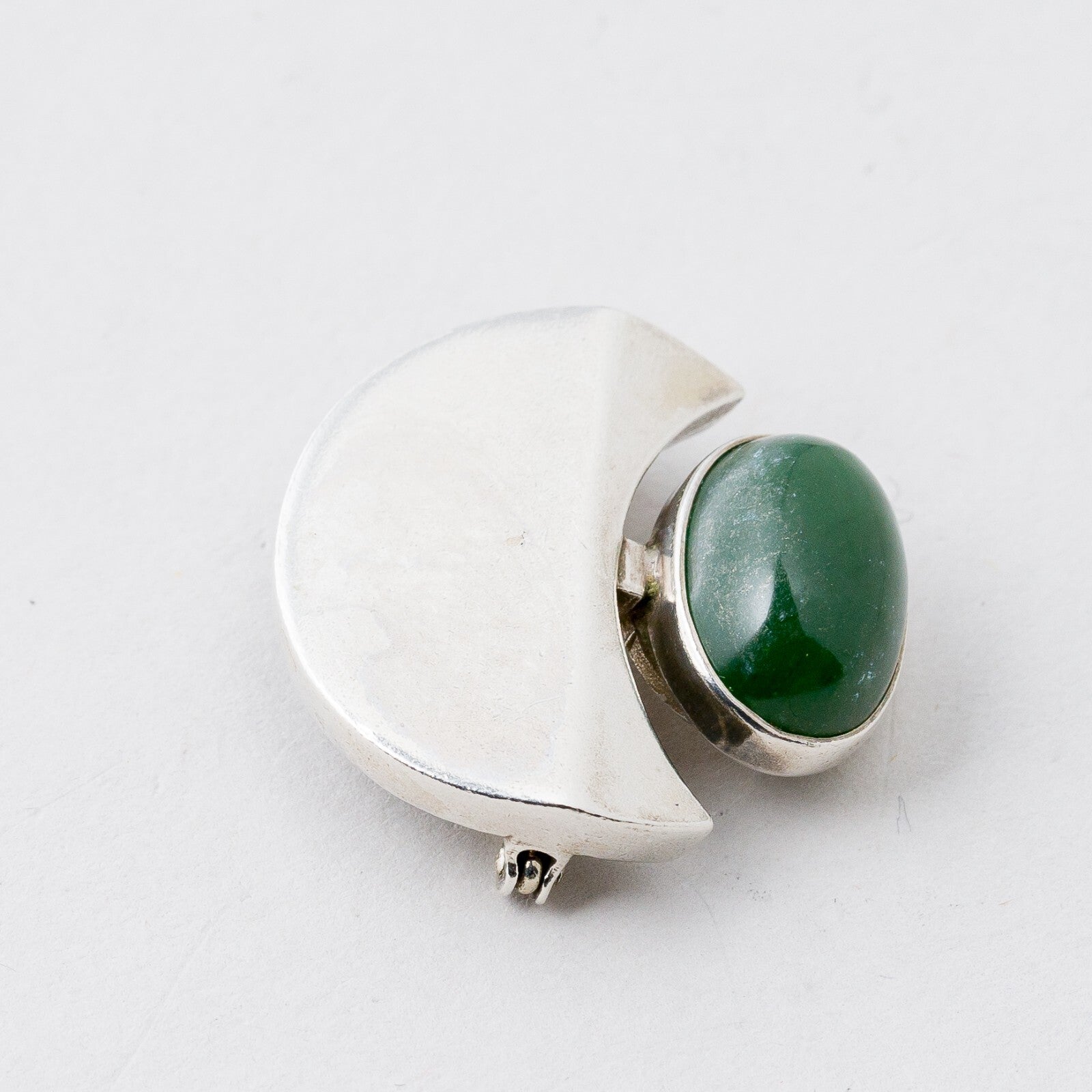 Silber Brosche 835 Grüner Stein 2,4 cm 7,86 g4