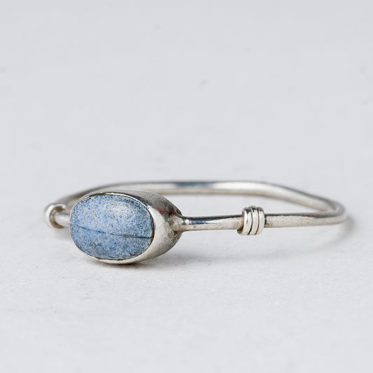 Silber Ring 925 Blauer Stein Größe 55 (17,5 mm Ø) 0,81 g0