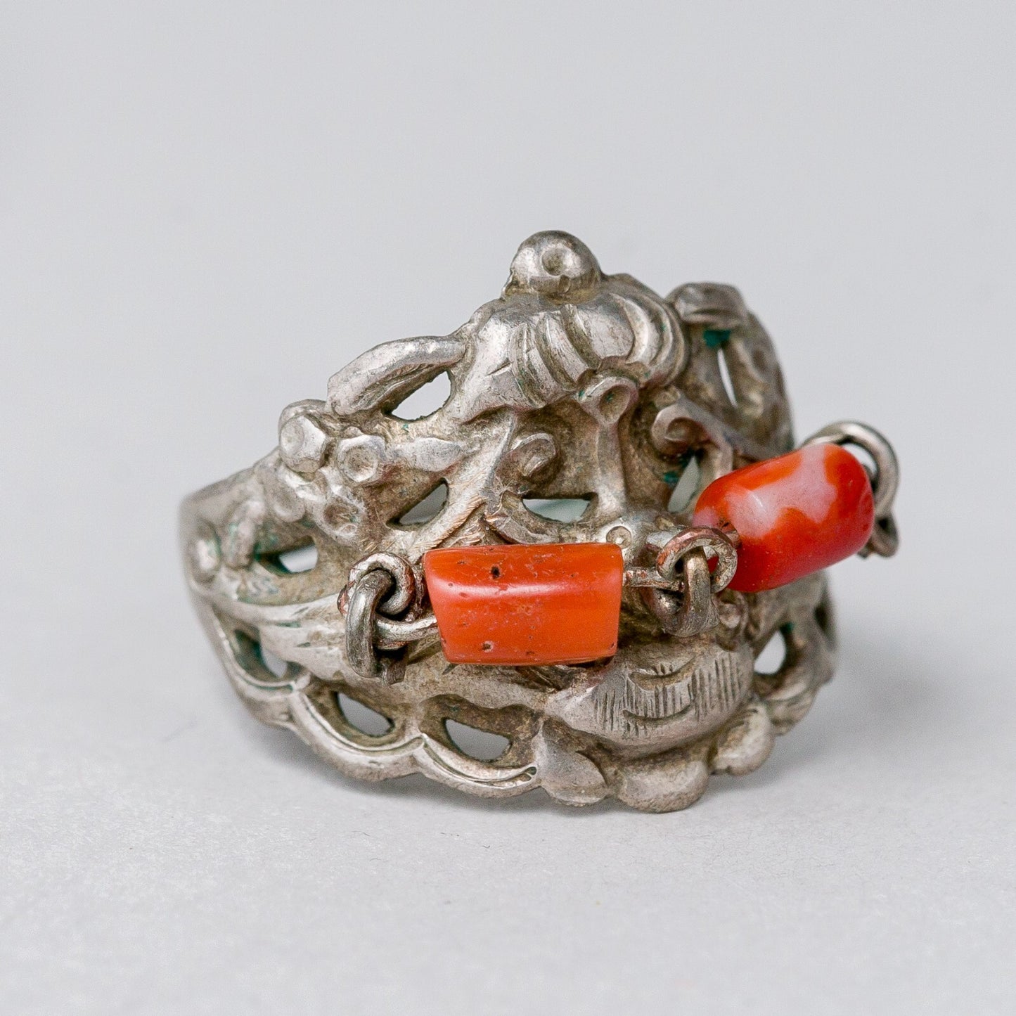 Silber Ring Roter Stein Größe flexibel ca. 55 3,75 g5