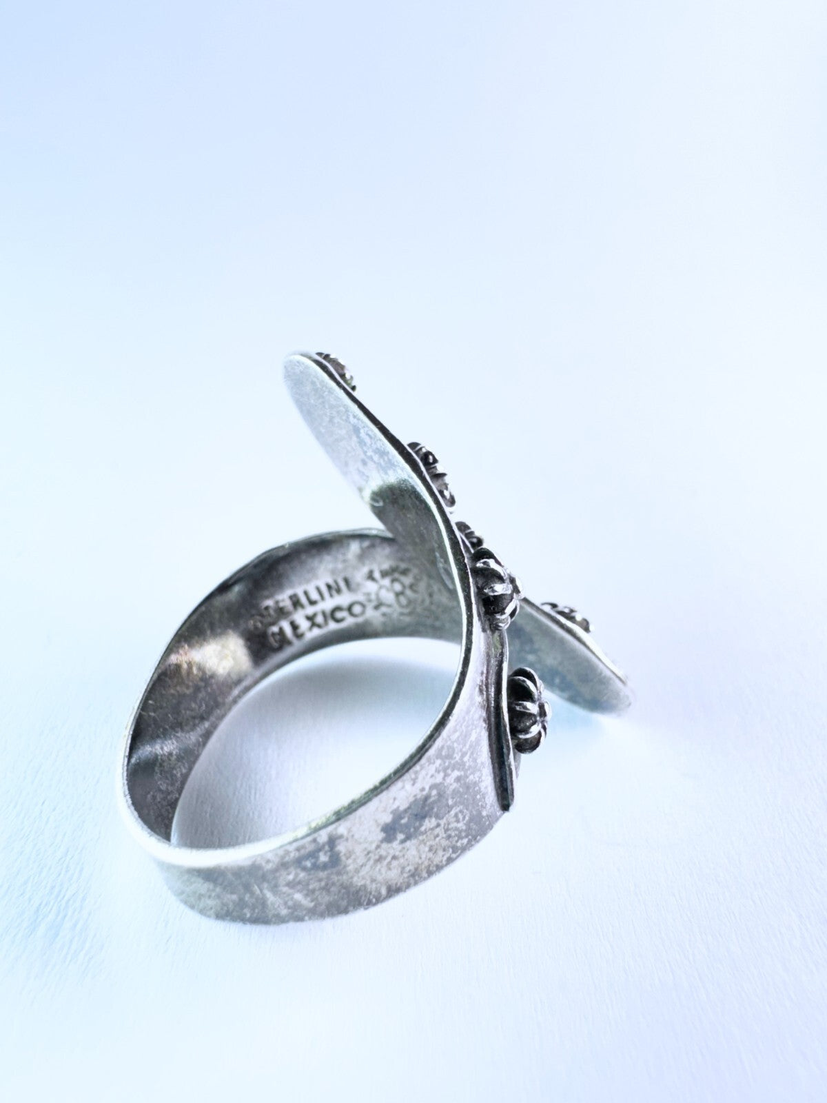 Silberring 925er Sterling Silber mit Blüten Größe 55 (17,5 mm Ø) 5,55 g5