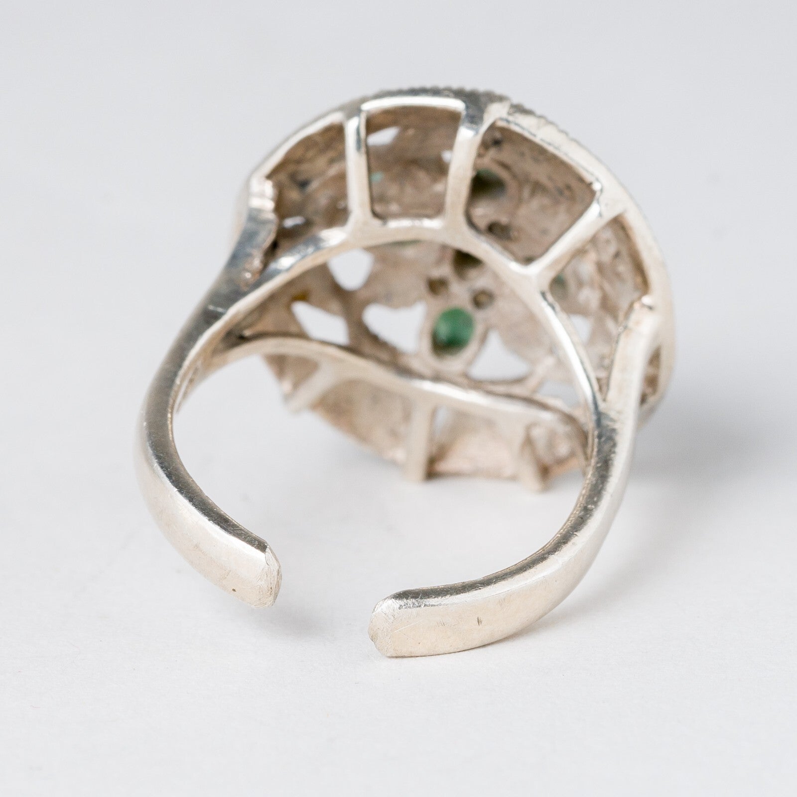 Silber Ring 925 Grüne Steine Größe flexibel ca. 57 7,37 g3