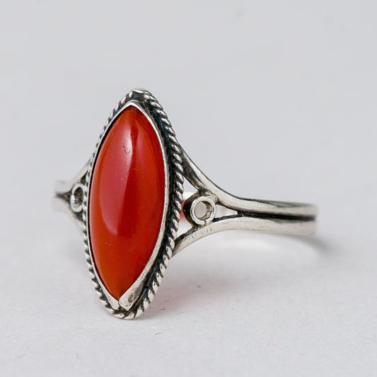 Silber Ring 800 Roter Stein Größe 53 (16,8 mm Ø) 1,12 g0