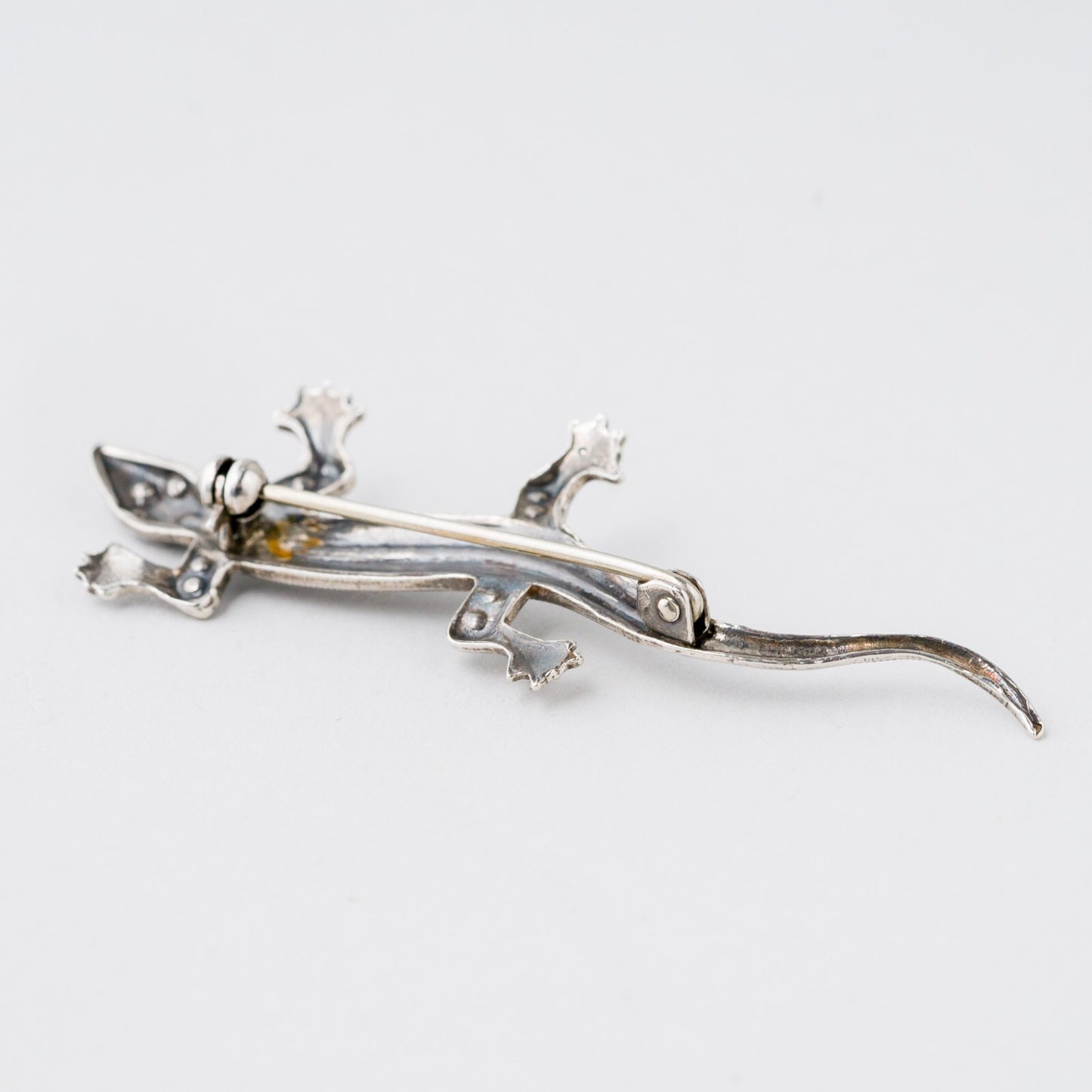 Brosche Reptil Steinbesatz Silber 5,8 cm 3,55 g3