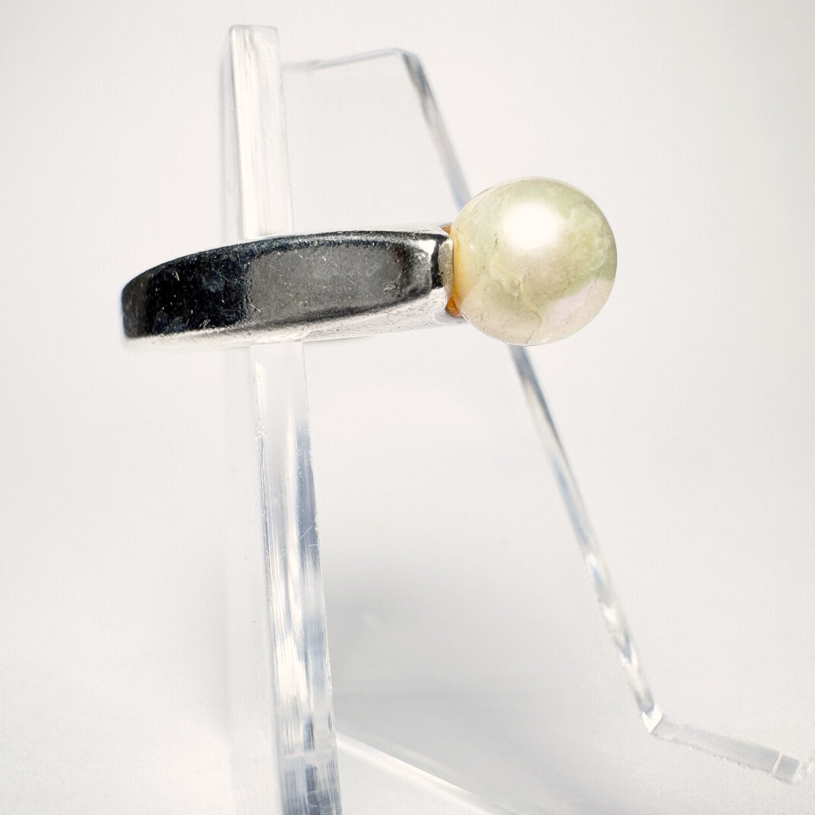 Ring 835er Silber (gestempelt) Größe 53 mit Perle 3,64g2