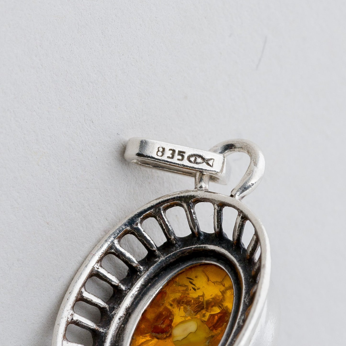 Silber Anhänger 835 Bernstein 3 cm 2,59 g3