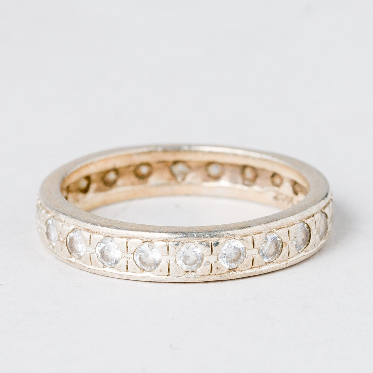 Silber Ring 925 Weiße Steine Größe 50 (15,9 mm Ø) 2,43 g2
