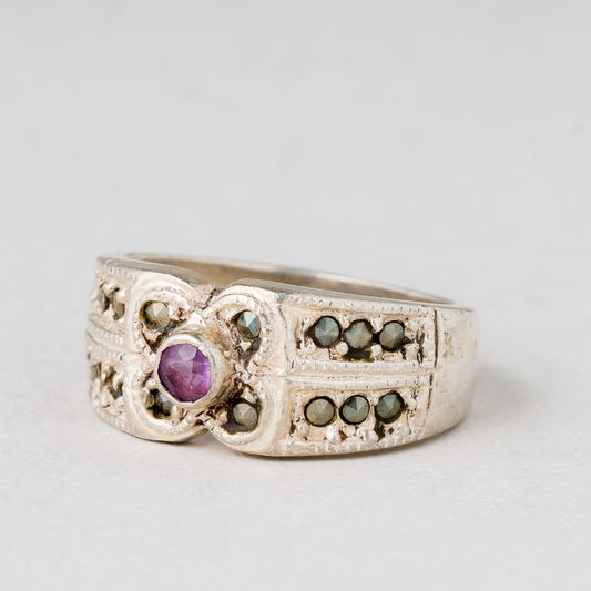 Ring Lila Stein 925er Silber 4,25 g Größe 50 (15,9 mm Ø)0