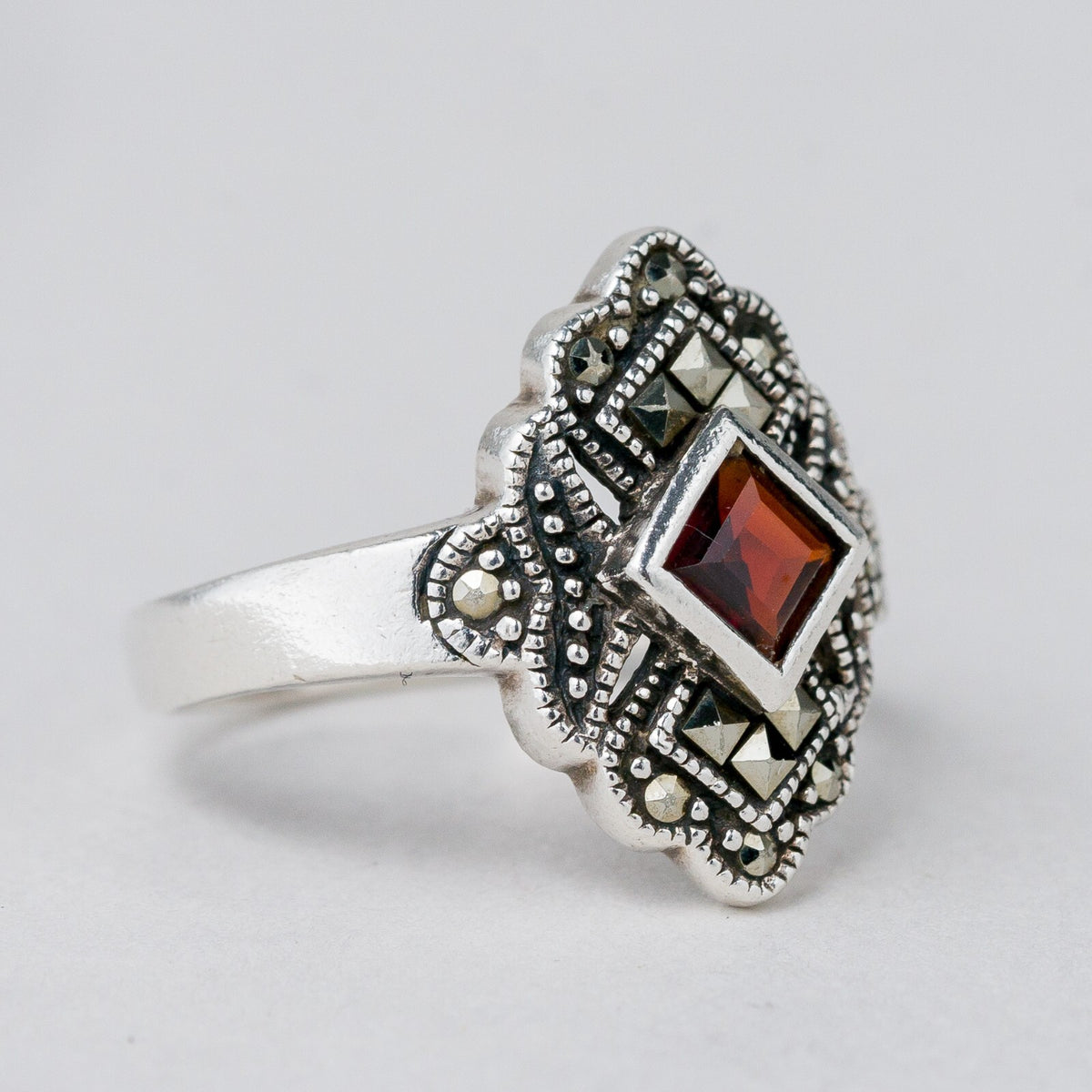 Silber Ring 925 Roter Stein Größe 57 (18,1 mm Ø) 3,99 g1