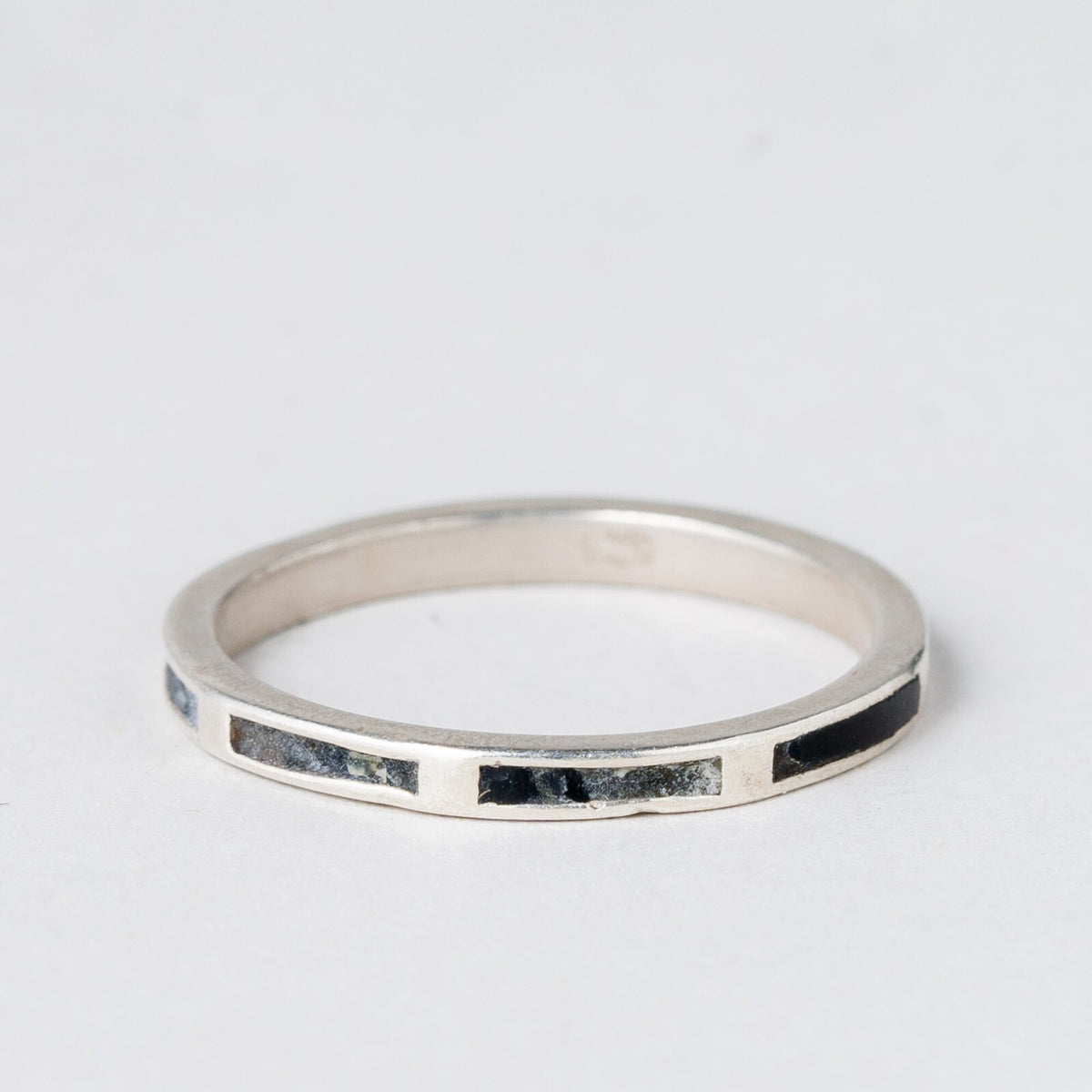 Silber Ring 925 Schwarze Steine Größe 55 (17,5 mm Ø) 1,4 g2