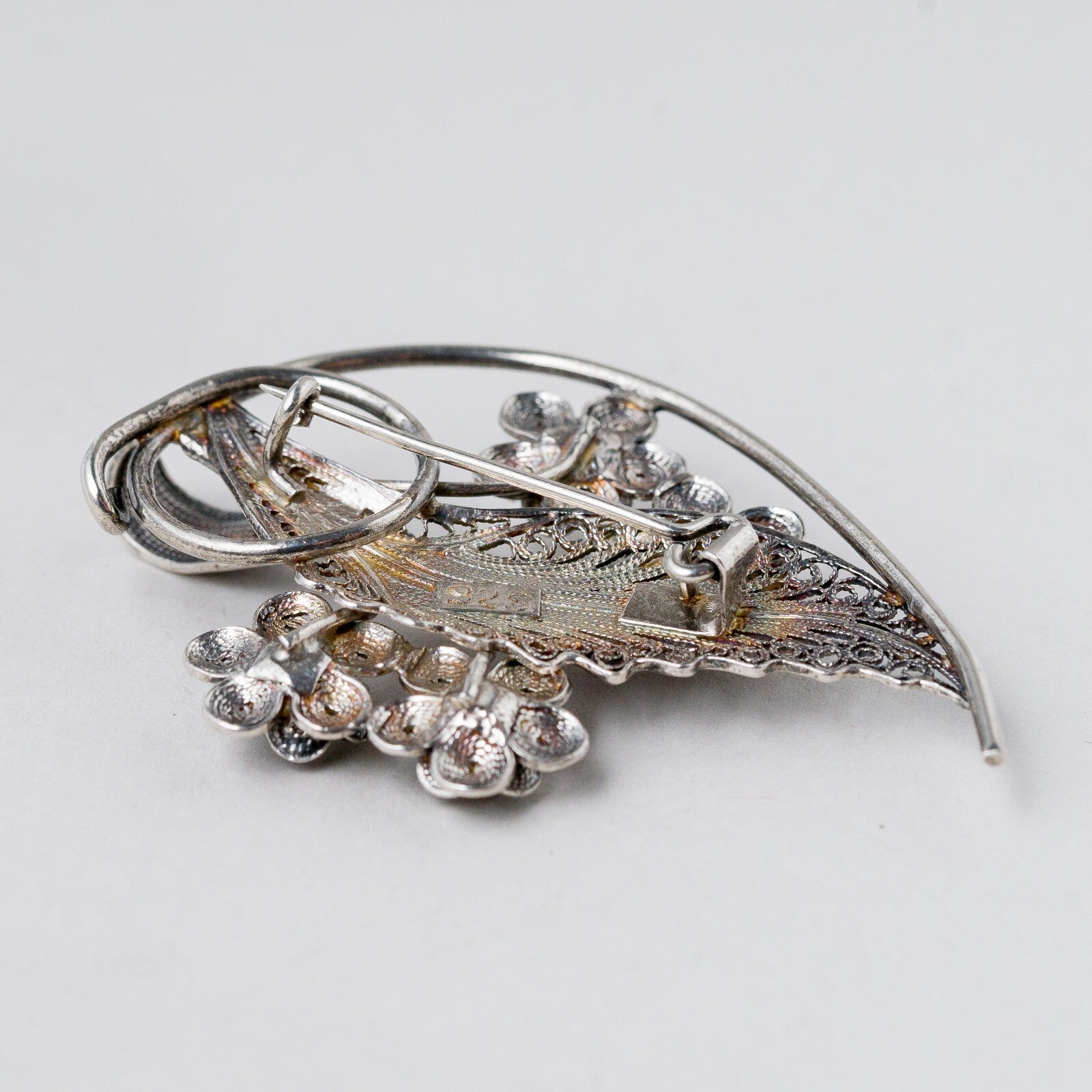 Brosche 925 Silber Filigran 5,3 cm 8,27 g6