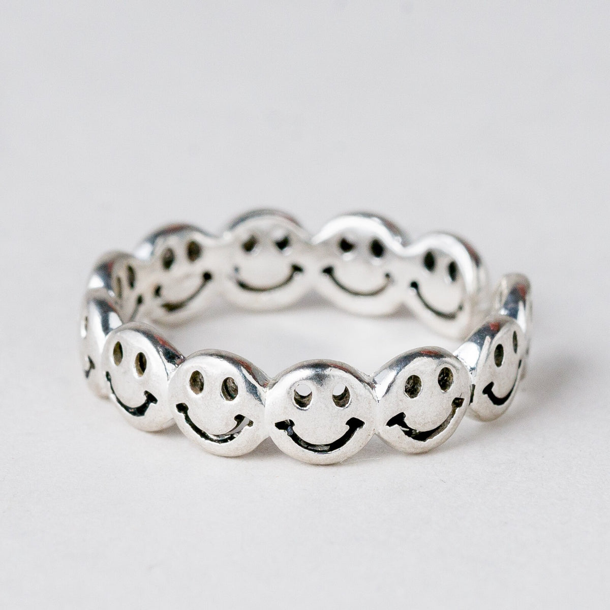 Silber Ring 925 Smileys Größe flexibel ca. 57 2,52 g1