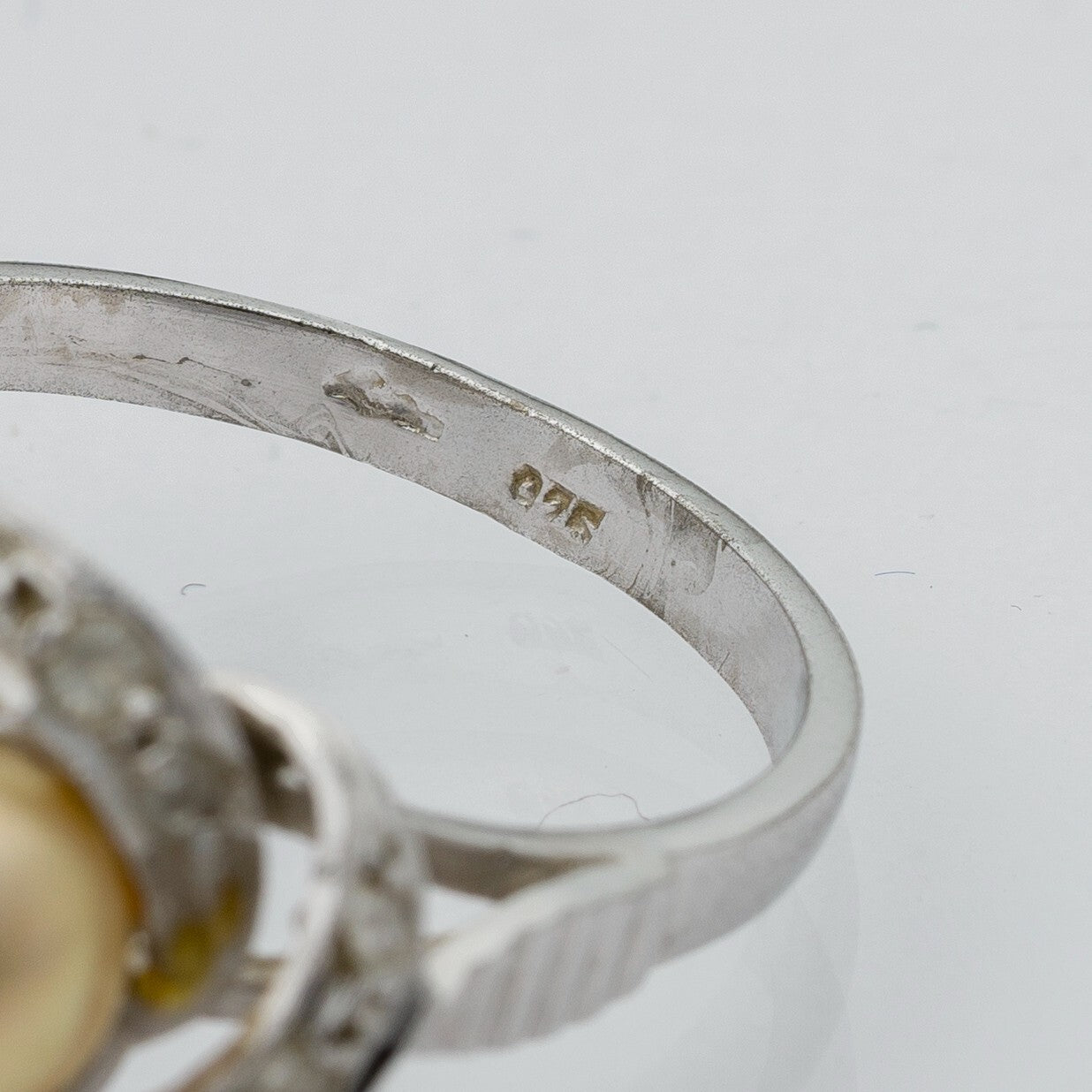 Silberring Perle und Steinbesatz 3,03 g Größe 56 (17,8 mm Ø)3