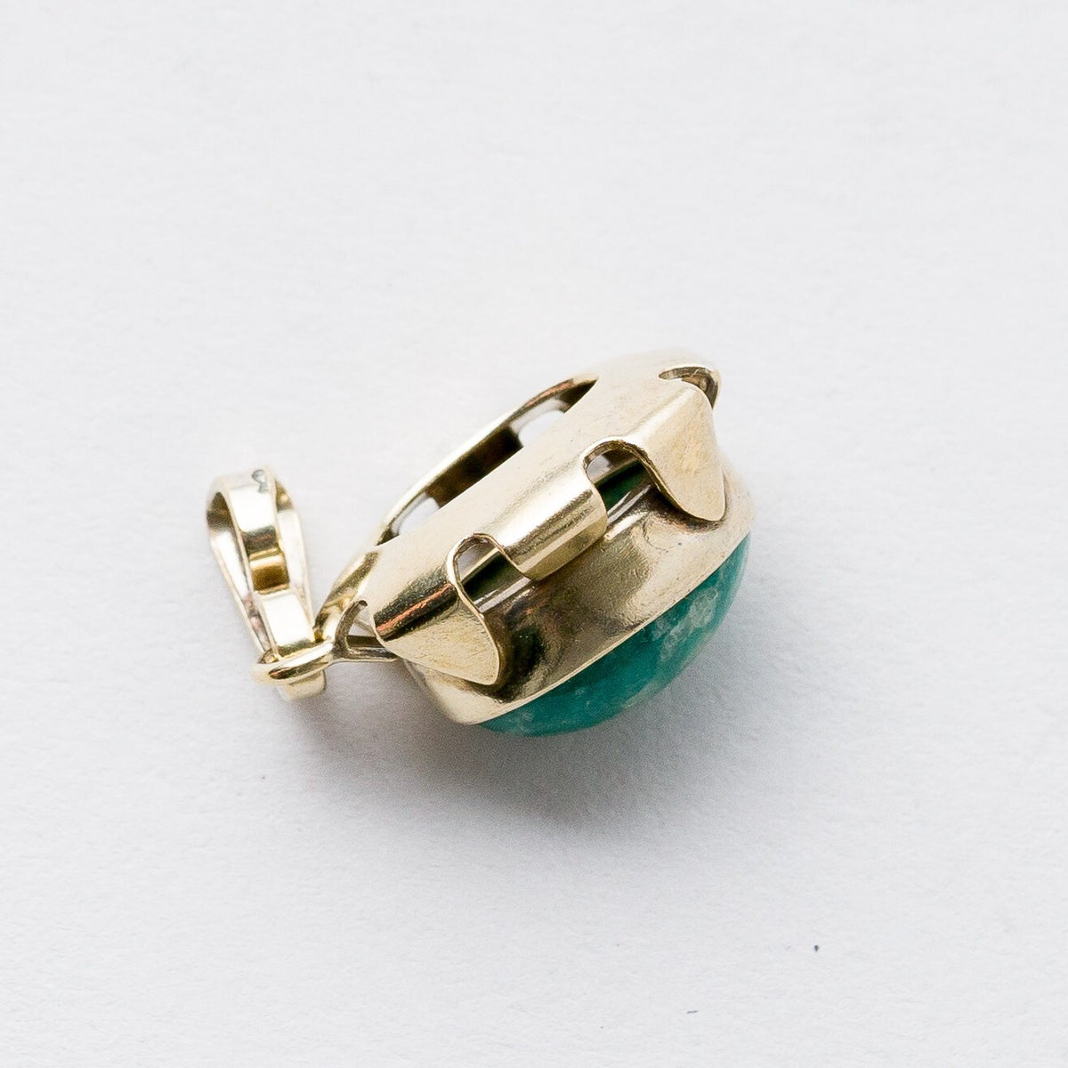 Anhänger 835 Silber Kettenanhänger Grüner Stein 2,9 cm 3,45 g3