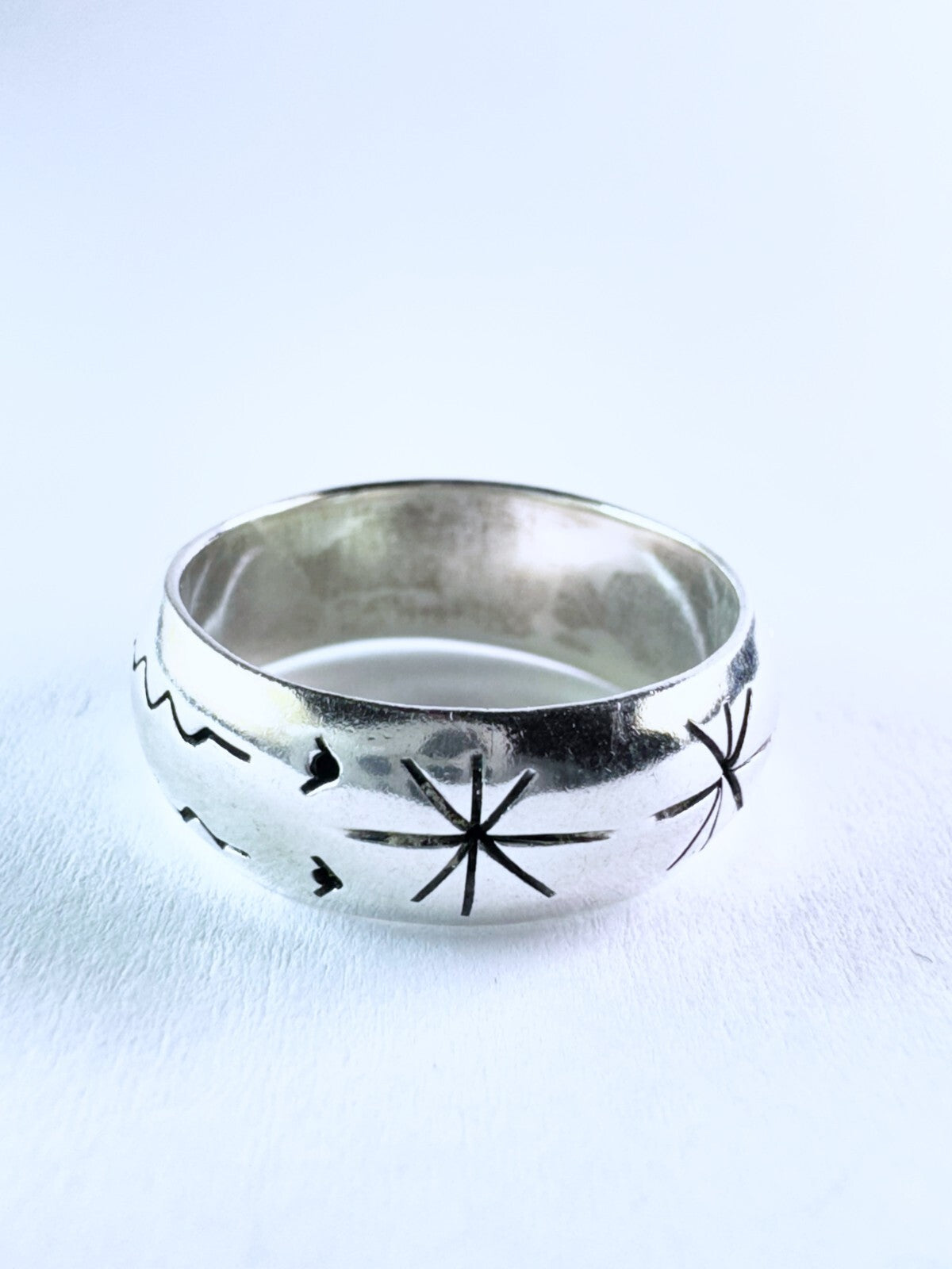 Silberring 925er Sterling Silber mit Mustern Größe 55 (17,5 mm Ø) 5,55 g3