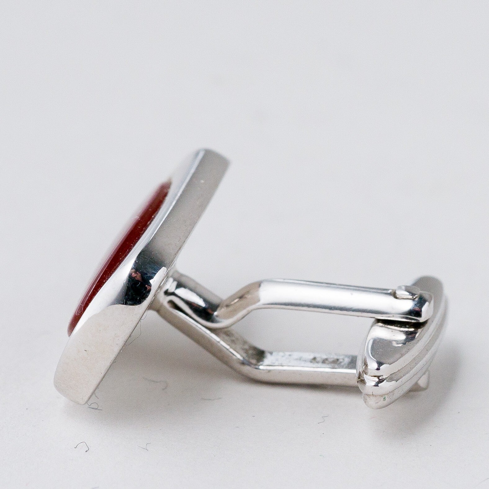 Silber Manschettenknöpfe 835 Roter Stein 16,25 g4