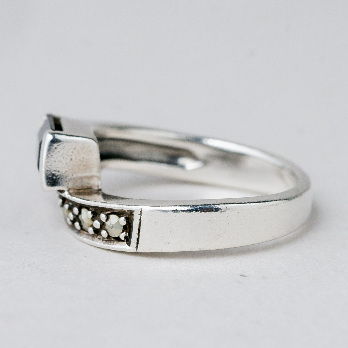 Silber Ring 925 Schwarzer Stein Größe 54 (17,2 mm Ø) 4,82 g1
