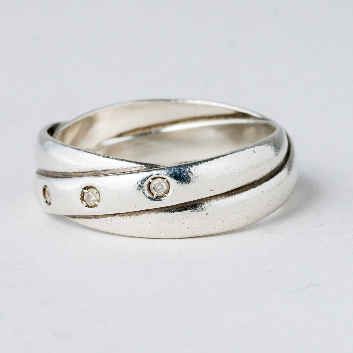 Silber Ring 925 Weiße Steine Größe 59 (18,8 mm Ø) 4,58 g0