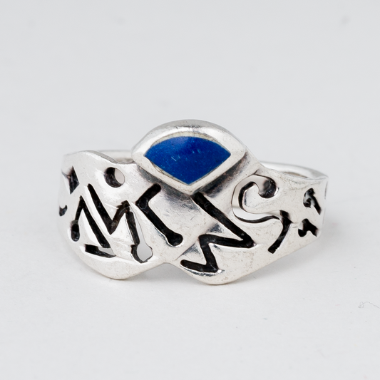 Ring mit blauem Stein 4,27 g 925er Silber Größe 55 (17,5 mm Ø)0
