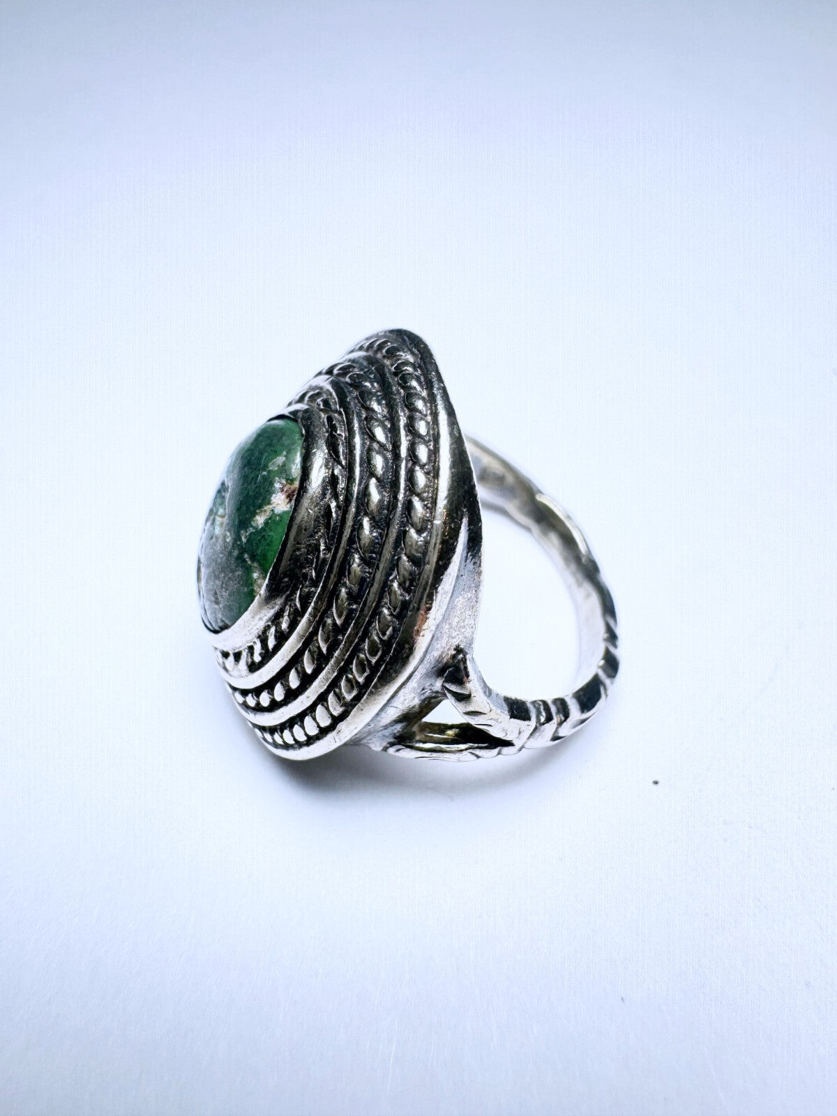 Ring 925er Silber Größe 50 Grüner Cabochon 6,38g1