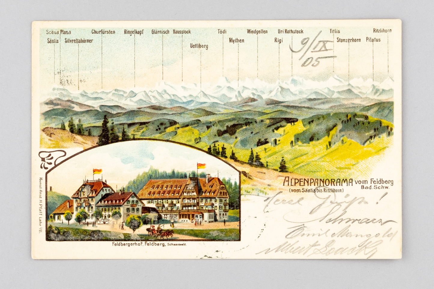Ansichtskarte Gruss aus Alpenpanorama vom Feldberg 19050