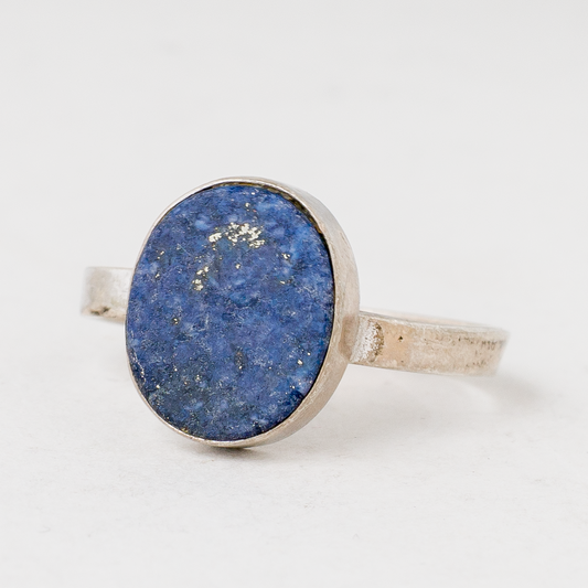 Ring Blauer Stein Silber 2,96 g Größe flexibel0