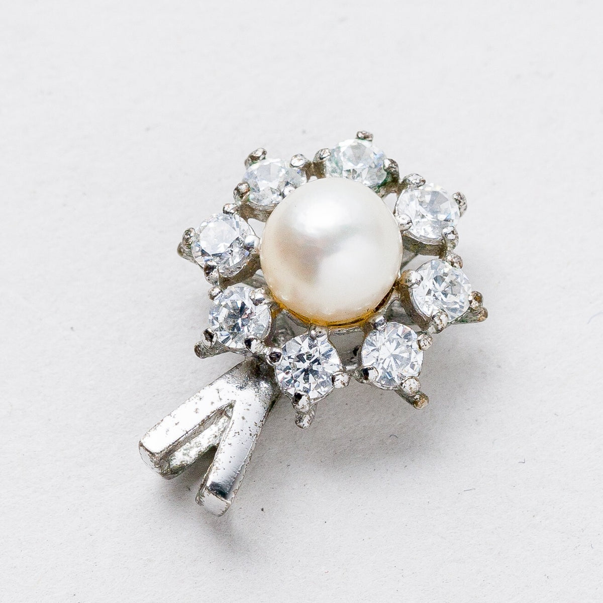 Anhänger 835 Silber Perle Weiße Steine 1,6 cm 1,54 g2