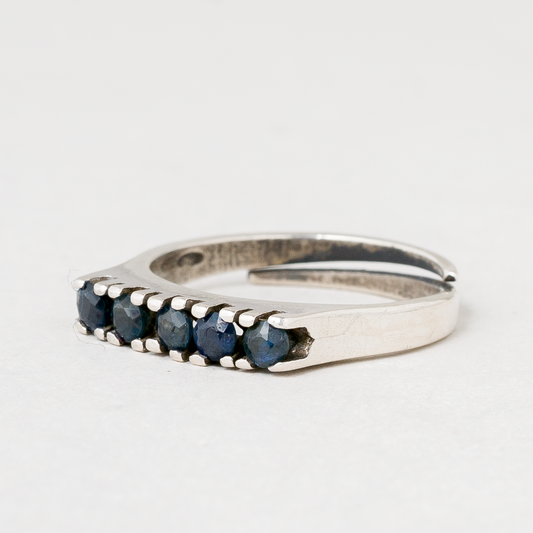 Ring Blaue Steine 835er Silber 2,5 g Größe flexibel0