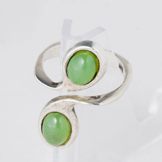 Silber Ring flexibel ca. 57 925 Grüne Steine 5,76 g0