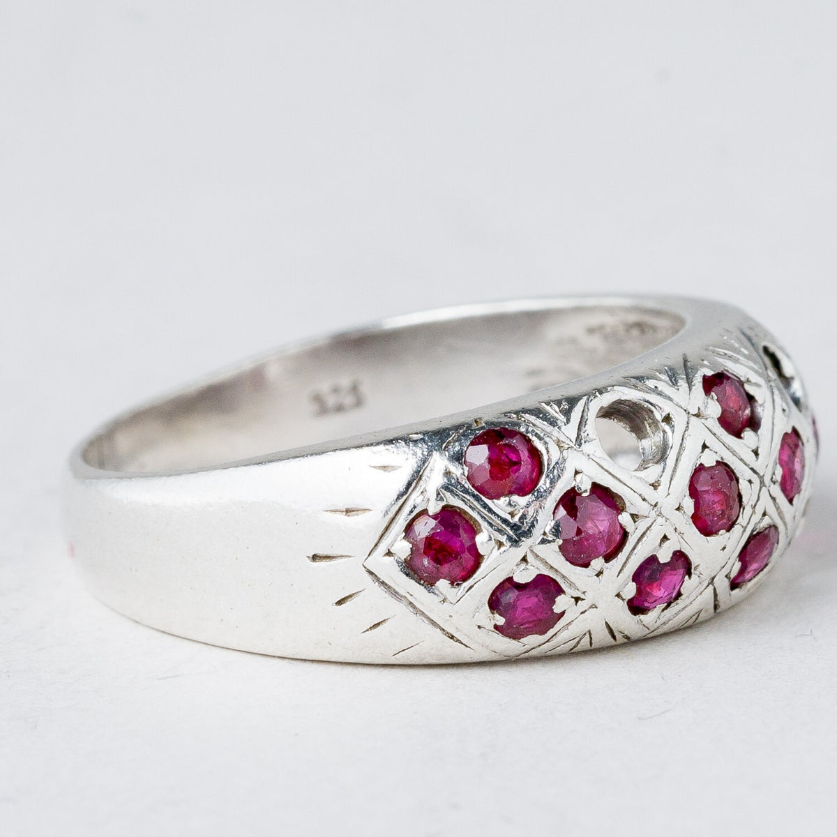Silber Ring 925 Purpurne Steine Größe 60 (19,1 mm Ø) 4,04 g6