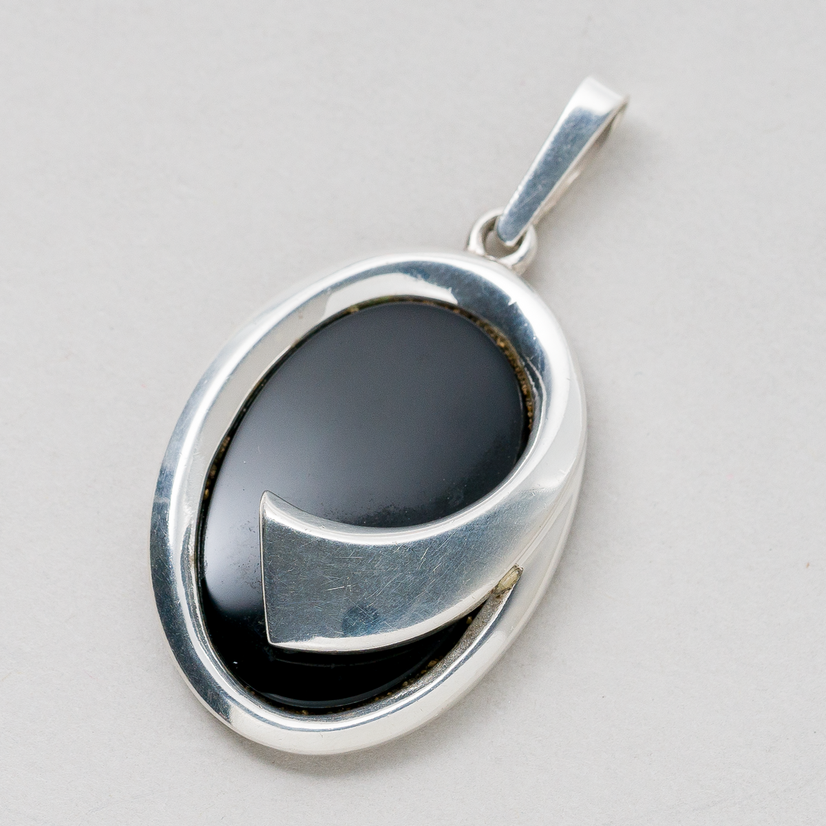 Anhänger Schwarzer Stein 835er Silber 12,21 g 4,5 cm0