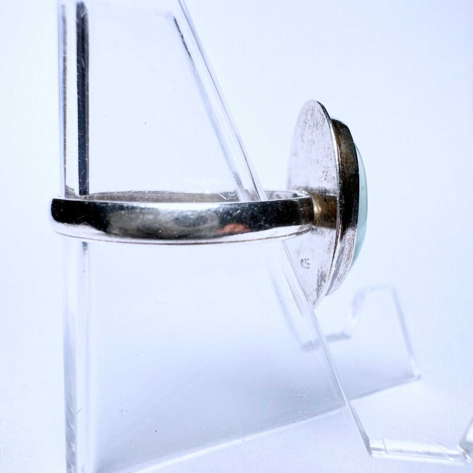 Ring 925er Silber Größe 55 mit hellgrünem Besatz 2,66g4