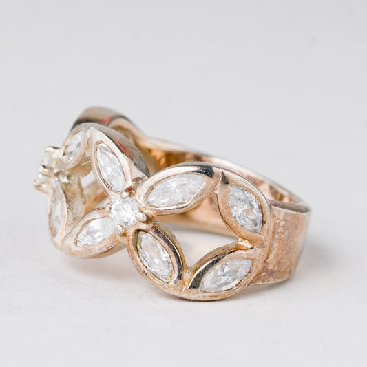 Ring Weiße Steine 7,72 g 925er Silber Größe 54 (17,2 mm Ø)0