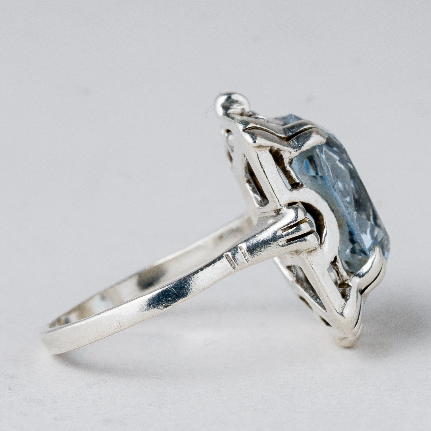 Silber Ring 800 Blauer Stein Größe 52 (16,5 mm Ø) 4,83 g2