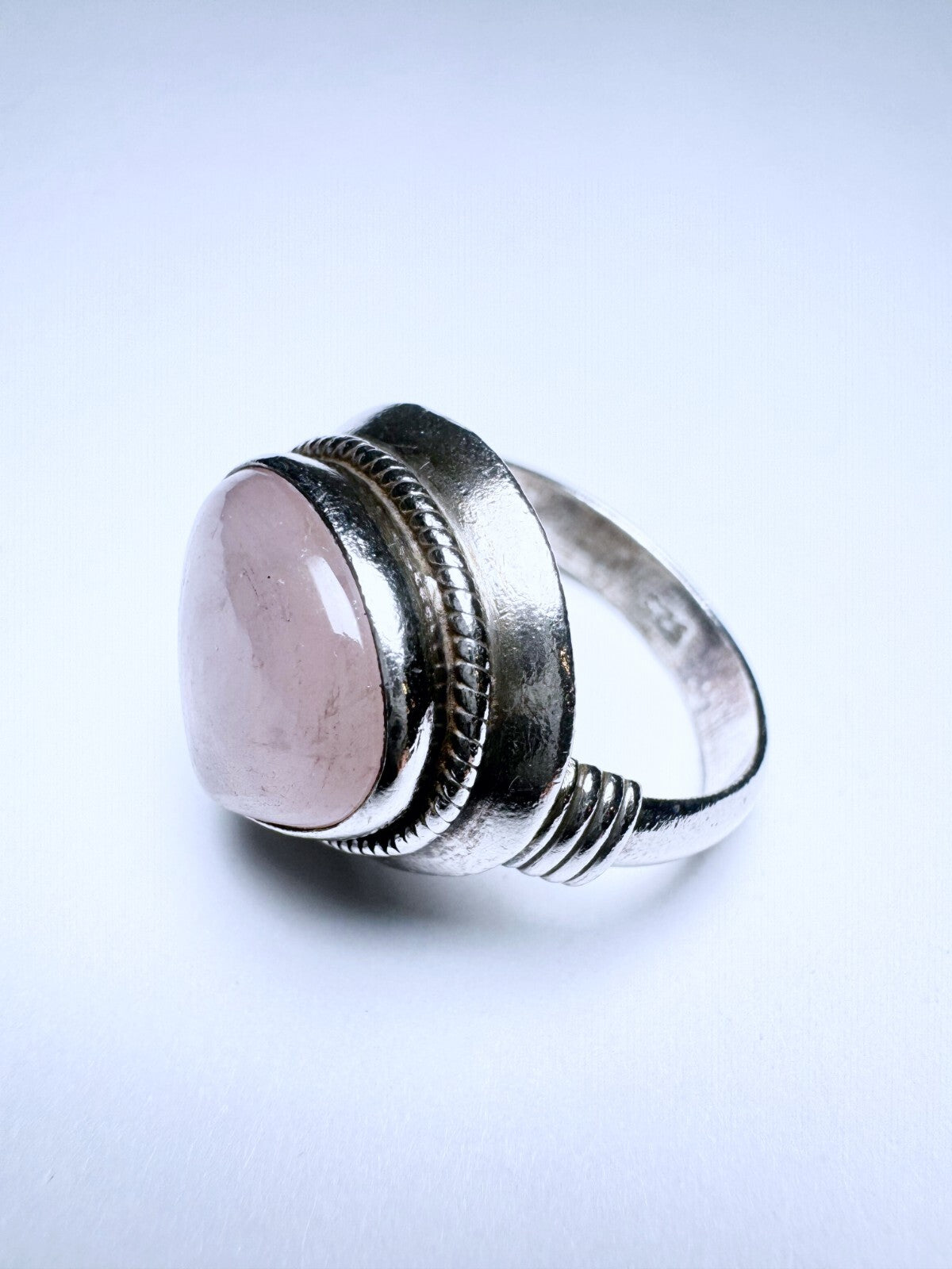 Ring 925er Silber Größe 57 hellrosa Herzcabochon 7,63g4