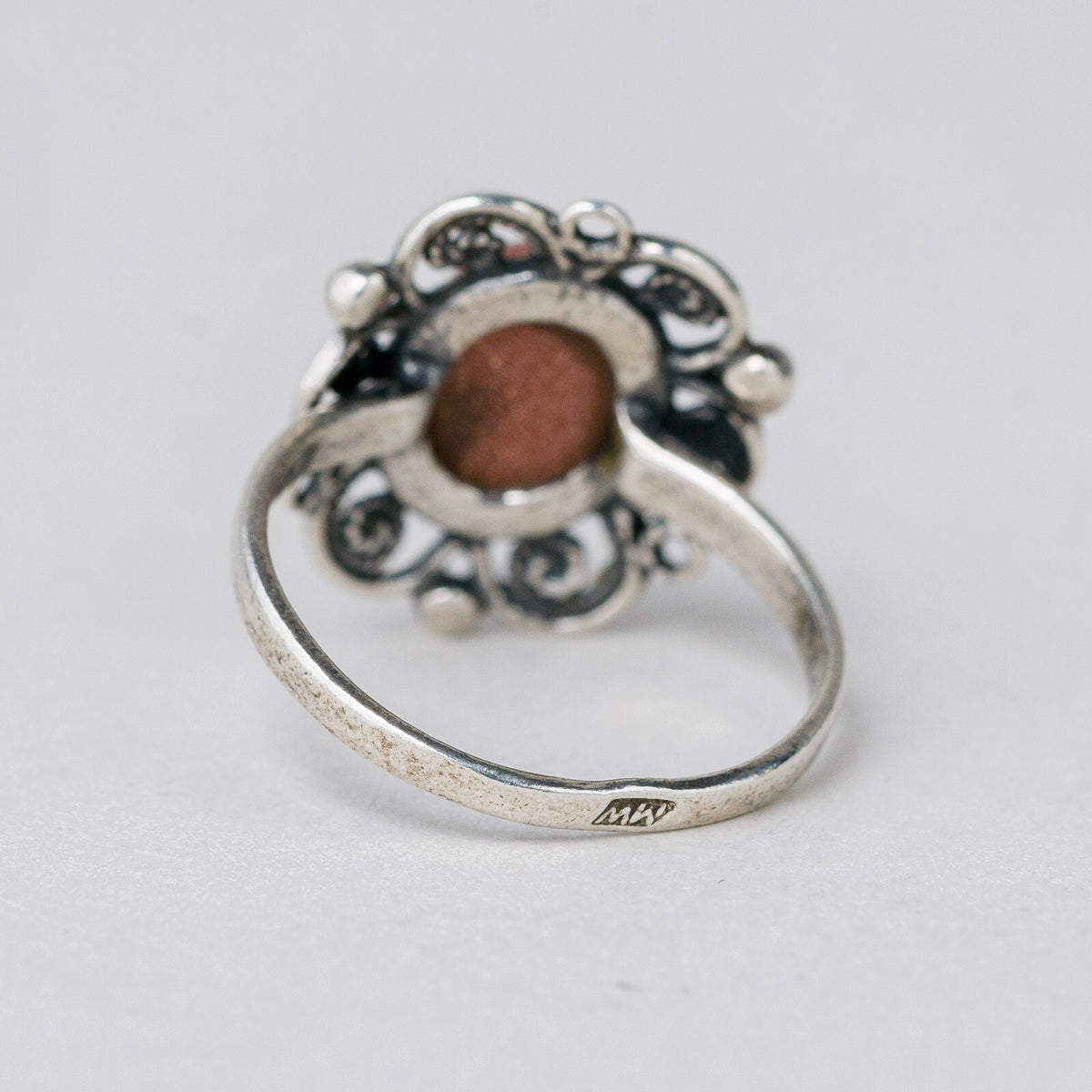 Silber Ring 925 Brauner Stein Glitzer Größe 54 (17,2 mm Ø) 2,74 g4